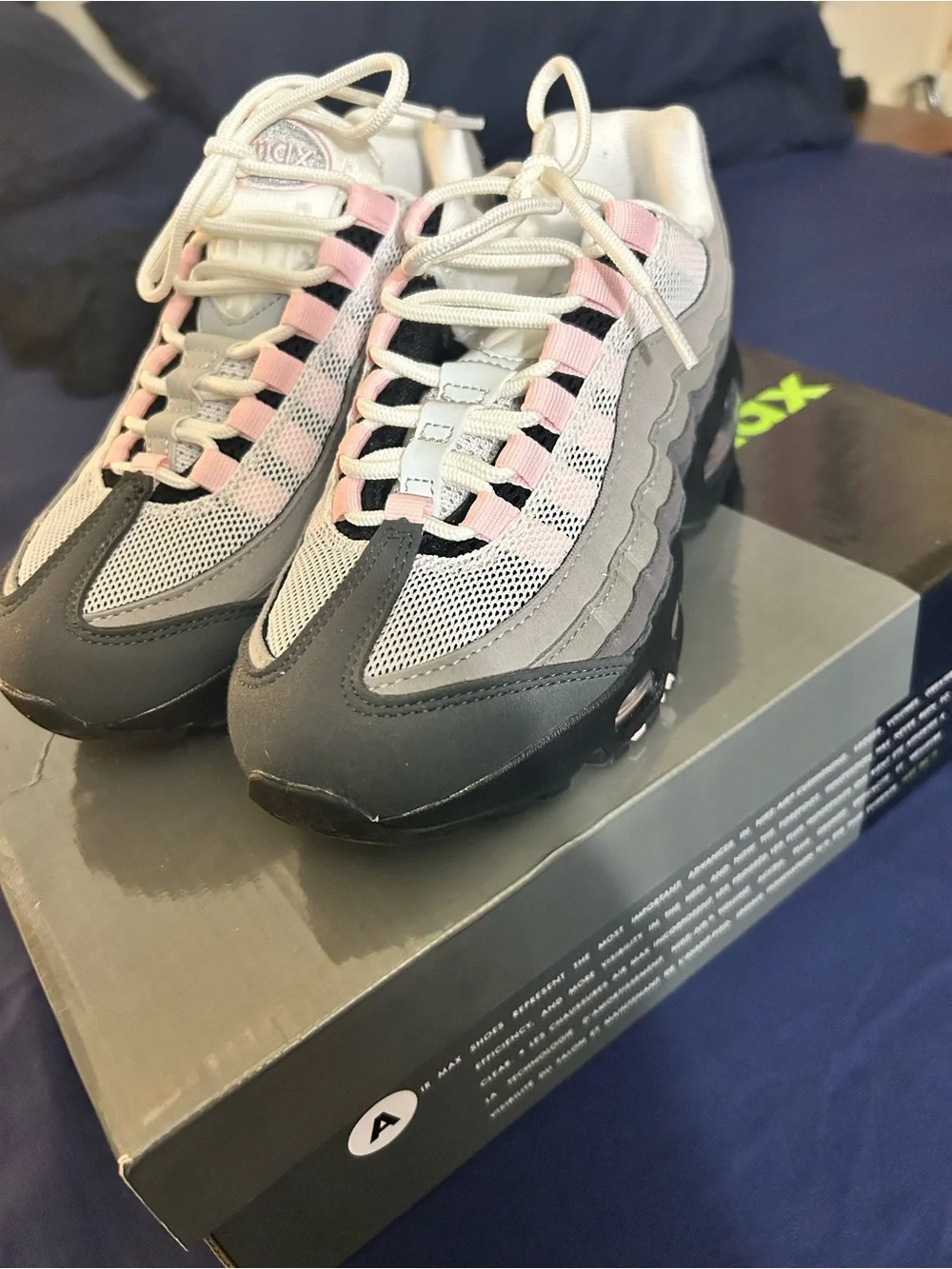 Nike Women’s' Air Max 95 BIG BUBBLE Sneakers - White, Pink, Blk, Gray Mesh Style
